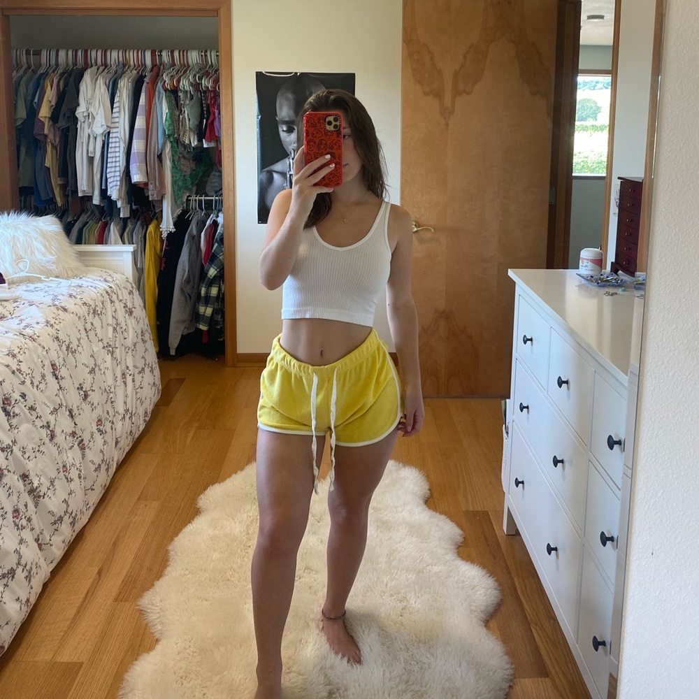 Yellow terry cloth shorts